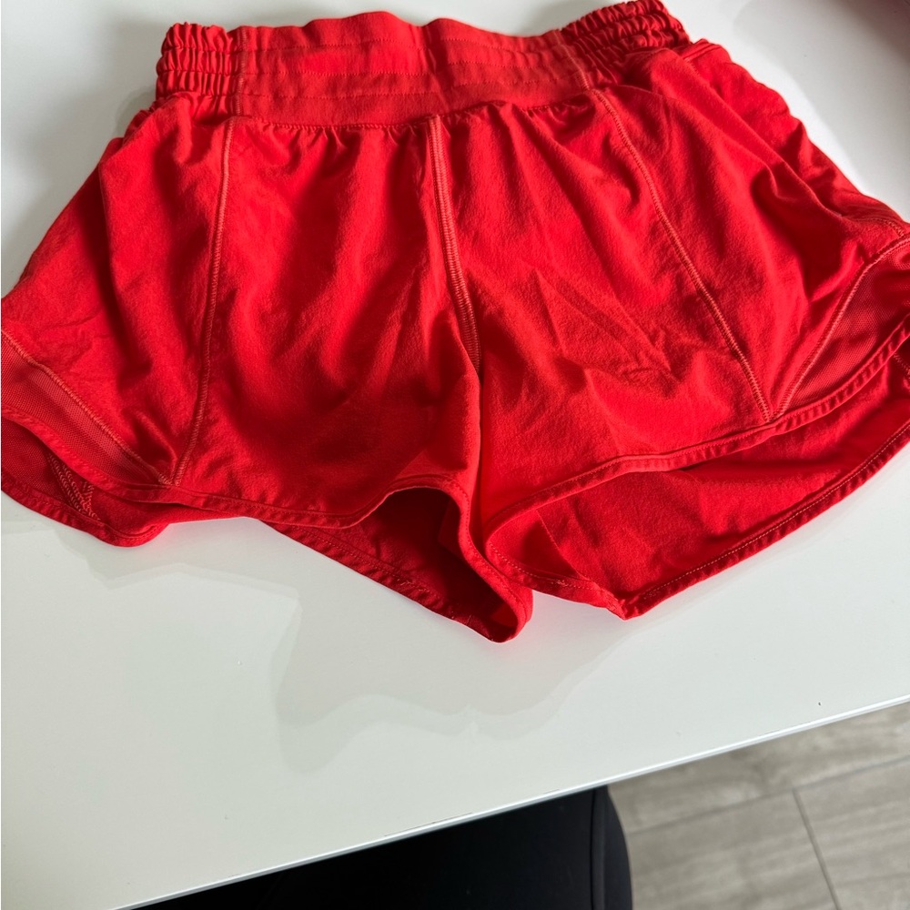 Lululemon hottie high rise 2.5 shorts. Red and size 0